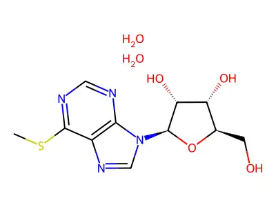 6-(Methylsulfanyl)-9-pentofuranosyl-9H-purine--water (1/1) structure