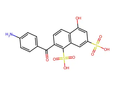 4-Aminobenzoyl-5-hydroxynaphthalene-1,7-disulphonic acid structure