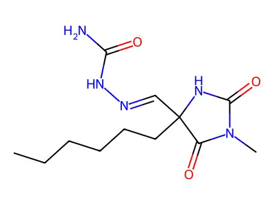 [(4-Hexyl-1-methyl-2,5-dioxoimidazolidin-4-yl)methylideneamino]urea structure