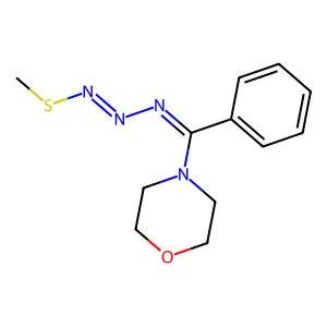Morpholine, 4-[[3-(methylthio)-2-triazenylidene]phenylmethyl]- structure