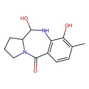 1,2,3,10,11,11a-Hexahydro-9,11-dihydroxy-8-methyl-5H-pyrrolo(2,1-c)(1,4)benzodiazepin-5-one structure