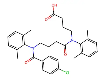 Butanoic acid, 4-((4-((4-chlorobenzoyl)(2,6-dimethylphenyl)amino)-1-oxobutyl)(2,6-dimethylphenyl)amino)- structure