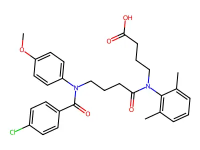 Butanoic acid, 4-((4-((4-chlorobenzoyl)(4-methoxyphenyl)amino)-1-oxobutyl)(2,6-dimethylphenyl)amino)- structure