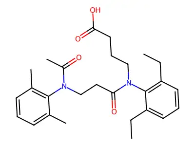 Butanoic acid, 4-((3-(acetyl(2,6-dimethylphenyl)amino)-1-oxopropyl)(2,6-diethylphenyl)amino)- structure