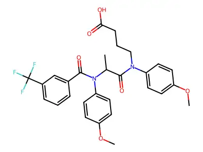 Butanoic acid, 4-((4-methoxyphenyl)(2-((4-methoxyphenyl)(3-(trifluoromethyl)benzoyl)amino)-1-oxopropyl)amino)- structure