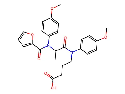 N-(N-(2-Furoyl)-2-(p-anisidino)propionyl)-4-(p-anisidino)butyric acid structure