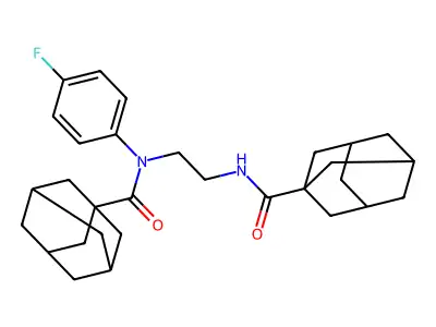 N-[2-[N-(adamantane-1-carbonyl)-4-fluoroanilino]ethyl]adamantane-1-carboxamide structure