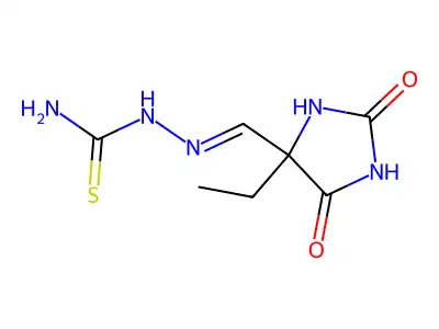 [(4-Ethyl-2,5-dioxo-imidazolidin-4-yl)methylideneamino]thiourea structure