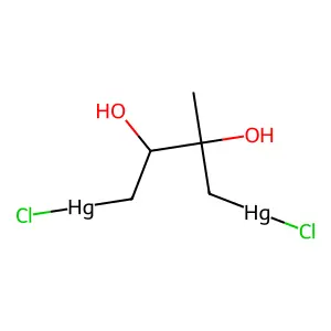 Chloro-[4-(chloromercurio)-2,3-dihydroxy-2-methylbutyl]mercury structure