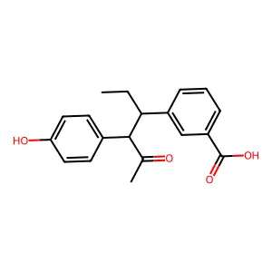 m-(beta-Acetyl-alpha-ethyl-p-hydroxyphenethyl)benzoic acid structure