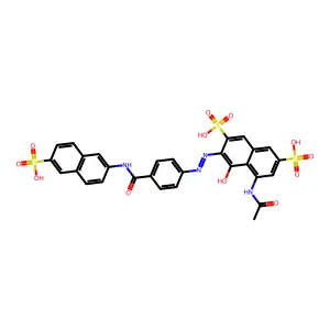 5-(Acetylamino)-4-hydroxy-3-((4-(((6-sulfo-2-naphthyl)amino)carbonyl)phenyl)diazenyl)-2,7-naphthalenedisulfonic acid structure
