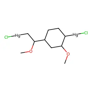 Chloro-[2-[4-(chloromercurio)-3-methoxycyclohexyl]-2-methoxyethyl]mercury structure