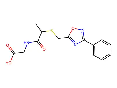 Glycine, N-(1-oxo-2-(((3-phenyl-1,2,4-oxadiazol-5-yl)methyl)thio)propyl)-, (+-)- structure