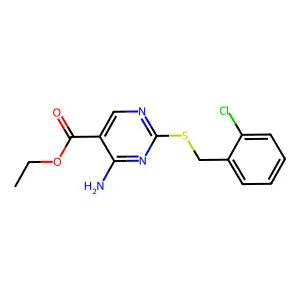 Ethyl 4-amino-2-[(2-chlorophenyl)methylsulfanyl]pyrimidine-5-carboxylate structure