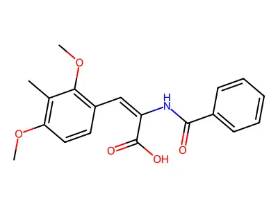 2-Benzamido-3-(2,4-dimethoxy-3-methylphenyl)prop-2-enoic acid structure