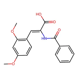 2-Benzamido-3-(2,4-dimethoxyphenyl)prop-2-enoic acid structure