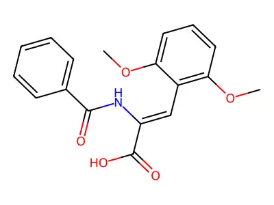 2-Benzamido-3-(2,6-dimethoxyphenyl)prop-2-enoic acid structure