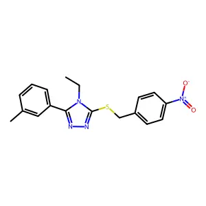 4-Ethyl-3-(3-methylphenyl)-5-[(4-nitrophenyl)methylsulfanyl]-1,2,4-triazole structure