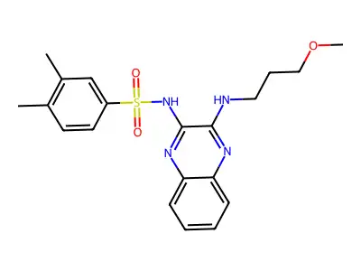 N-[3-(3-methoxypropylamino)quinoxalin-2-yl]-3,4-dimethylbenzenesulfonamide structure