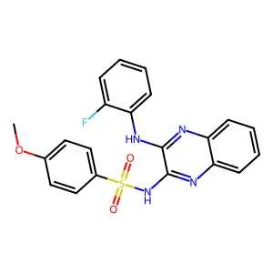 N-(3-((2-fluorophenyl)amino)quinoxalin-2-yl)-4-methoxybenzenesulfonamide structure