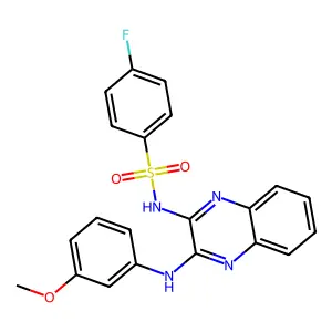 4-fluoro-N-[3-(3-methoxyanilino)quinoxalin-2-yl]benzenesulfonamide structure