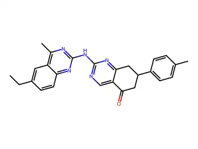 2-[(6-ethyl-4-methylquinazolin-2-yl)amino]-7-(4-methylphenyl)-7,8-dihydroquinazolin-5(6H)-one structure