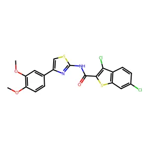 3,6-dichloro-N-[4-(3,4-dimethoxyphenyl)-1,3-thiazol-2-yl]-1-benzothiophene-2-carboxamide structure