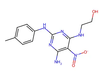 2-[[6-Amino-2-(4-methylanilino)-5-nitropyrimidin-4-yl]amino]ethanol structure
