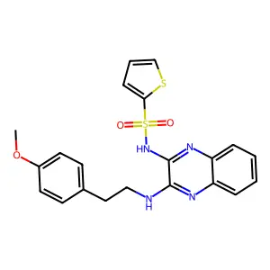 N-[3-[2-(4-methoxyphenyl)ethylamino]quinoxalin-2-yl]thiophene-2-sulfonamide structure