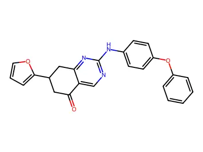 7-(furan-2-yl)-2-[(4-phenoxyphenyl)amino]-7,8-dihydroquinazolin-5(6H)-one structure