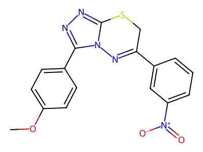 3-(4-methoxyphenyl)-6-(3-nitrophenyl)-7H-[1,2,4]triazolo[3,4-b][1,3,4]thiadiazine structure