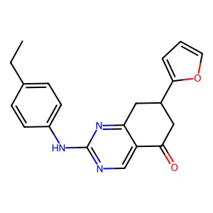 2-[(4-ethylphenyl)amino]-7-(2-furyl)-7,8-dihydroquinazolin-5(6H)-one structure
