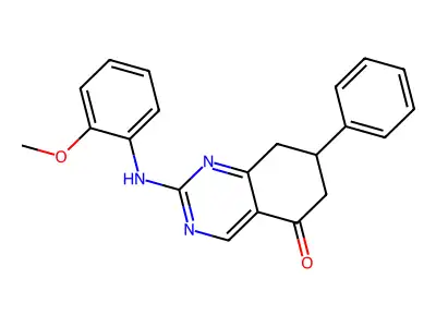 2-[(2-methoxyphenyl)amino]-7-phenyl-7,8-dihydroquinazolin-5(6H)-one structure