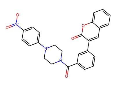 3-[3-[4-(4-Nitrophenyl)piperazine-1-carbonyl]phenyl]chromen-2-one structure