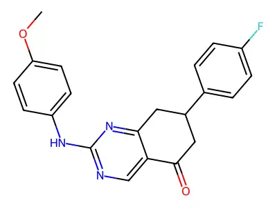 7-(4-fluorophenyl)-2-[(4-methoxyphenyl)amino]-7,8-dihydroquinazolin-5(6H)-one structure