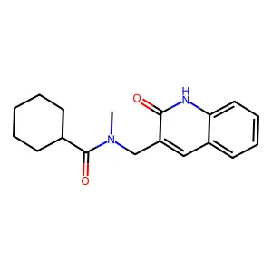 N-methyl-N-[(2-oxo-1H-quinolin-3-yl)methyl]cyclohexanecarboxamide structure
