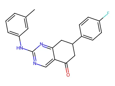 7-(4-fluorophenyl)-2-[(3-methylphenyl)amino]-7,8-dihydroquinazolin-5(6H)-one structure