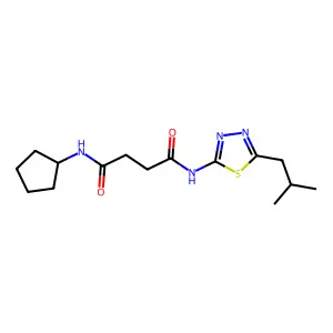 N-cyclopentyl-N'-[5-(2-methylpropyl)-1,3,4-thiadiazol-2-yl]butanediamide structure