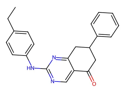 2-[(4-ethylphenyl)amino]-7-phenyl-7,8-dihydroquinazolin-5(6H)-one structure