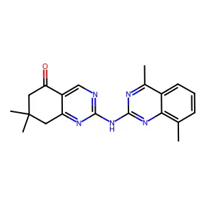 2-[(4,8-dimethylquinazolin-2-yl)amino]-7,7-dimethyl-7,8-dihydroquinazolin-5(6H)-one structure