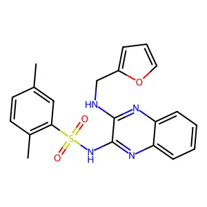 N-(3-((furan-2-ylmethyl)amino)quinoxalin-2-yl)-2,5-dimethylbenzenesulfonamide structure