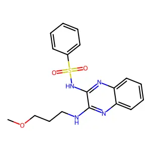 N-(3-((3-methoxypropyl)amino)quinoxalin-2-yl)benzenesulfonamide structure