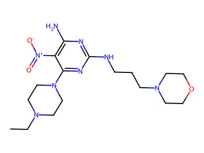 6-(4-ethylpiperazin-1-yl)-N2-(3-morpholinopropyl)-5-nitropyrimidine-2,4-diamine structure