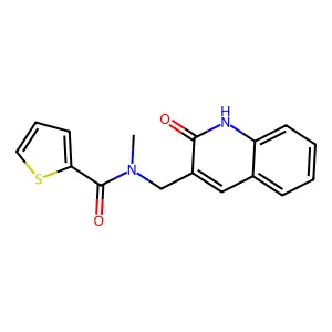 N-methyl-N-[(2-oxo-1H-quinolin-3-yl)methyl]thiophene-2-carboxamide structure