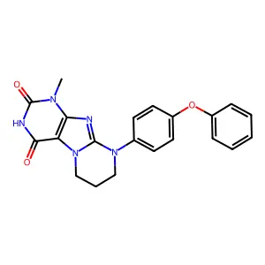 1-methyl-9-(4-phenoxyphenyl)-7,8-dihydro-6H-purino[7,8-a]pyrimidine-2,4-dione structure