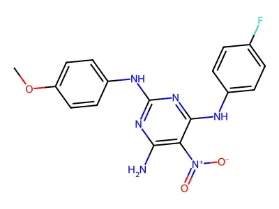 N4-(4-fluorophenyl)-N2-(4-methoxyphenyl)-5-nitropyrimidine-2,4,6-triamine structure