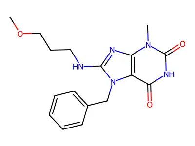 7-benzyl-8-((3-methoxypropyl)amino)-3-methyl-1H-purine-2,6(3H,7H)-dione structure