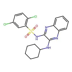 2,5-dichloro-N-[3-(cyclohexylamino)quinoxalin-2-yl]benzene-1-sulfonamide structure