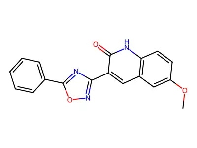 6-methoxy-3-(5-phenyl-1,2,4-oxadiazol-3-yl)quinolin-2(1H)-one structure