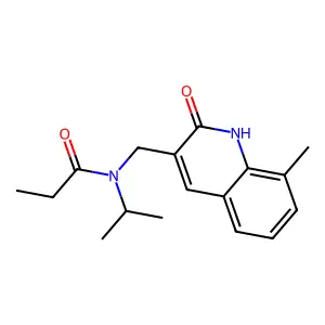 N-[(8-methyl-2-oxo-1H-quinolin-3-yl)methyl]-N-propan-2-ylpropanamide structure